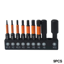 Load image into Gallery viewer, 9pcs/set 1/4 Hex Head Allen Wrench Screwdriver Socket Bits Set Quick Change Magnetic Batch Head Impact Drill Screwdriver Bit H1.5-H10
