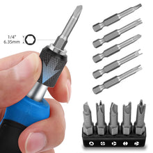 Load image into Gallery viewer, 5pcs U Y Cross FPH Shaped Screwdriver Bits 1/4 Hex Magnetic Batch Head Set 50mm Length for Hand Tools Electric Tools