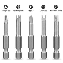 Load image into Gallery viewer, 5pcs U Y Cross FPH Shaped Screwdriver Bits 1/4 Hex Magnetic Batch Head Set 50mm Length for Hand Tools Electric Tools