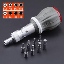 Load image into Gallery viewer, Multi-functional Ratchet Screwdriver Set 8 in 1 Screwdriver Bits Set 0-180° Adjustable Angle Screwdriver Tool for Household Auto Repair