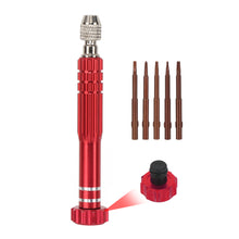 Load image into Gallery viewer, 5 in 1 Aluminum Alloy Screwdriver Set w/o Bearing Disassembly Screwdriver Slotted Cross Bits Phone Laptop Glasses Household Repair Tools