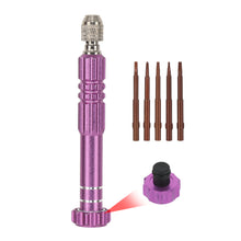 Load image into Gallery viewer, 5 in 1 Aluminum Alloy Screwdriver Set w/o Bearing Disassembly Screwdriver Slotted Cross Bits Phone Laptop Glasses Household Repair Tools