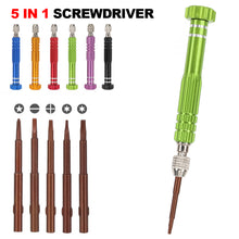 Load image into Gallery viewer, 5 in 1 Aluminum Alloy Screwdriver Set w/o Bearing Disassembly Screwdriver Slotted Cross Bits Phone Laptop Glasses Household Repair Tools