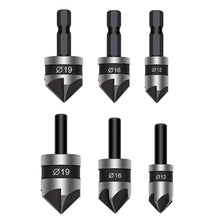 Load image into Gallery viewer, 3pcs Countersink Drill Bits Hex Shank 90 Degree Countersinking Drill Bits for Woodworking Chamfer Cutter Carbon Steel Drill Bit Set