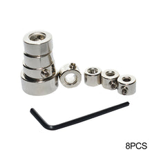 Load image into Gallery viewer, 8pcs Woodworking Drill Depth Stop Bit Collar Set Adjustable Positioner Limit Ring Allen Wrench Tighten Stopper Set Screws Woodworking Tool