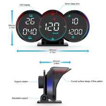 Load image into Gallery viewer, Car DC 12V HUD GPS+Beidou Chip Head Up Display LCD Speedometer Water Oil Temp Alarm Slope Meter Overspeed Diagnotstic