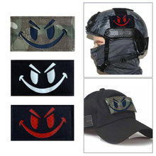 Load image into Gallery viewer, 1PC Luminous Reflective Embroidered Fabric Stickers Smile Style MOLLE System Backpack Helmet Arm Self-Adhesive Fabric Stickers Outdoor Decoration Supplies