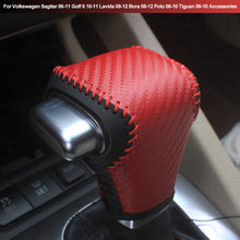 Load image into Gallery viewer, Car PU Leather Carbon Fiber Gear Shift Knob Cover Handball Trim For Volkswagen Sagitar 06-11 Golf 6 10-11 Lavida 08-12 Bora 08-12 Polo 06-10 Tiguan 06-10 Accessories