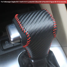 Load image into Gallery viewer, Car PU Leather Carbon Fiber Gear Shift Knob Cover Handball Trim For Volkswagen Sagitar 06-11 Golf 6 10-11 Lavida 08-12 Bora 08-12 Polo 06-10 Tiguan 06-10 Accessories