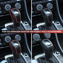 Load image into Gallery viewer, Car PU Leather Carbon Fiber Gear Shift Knob Cover Handball Trim For Volkswagen Sagitar VW Passat Polo Accessories