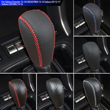 Load image into Gallery viewer, Car PU Leather Carbon Fiber Gear Shift Knob Cover Handball Trim For Subaru Forester 13-18 CROSSTREK 13-14 Subaru XV 12-17 Subaru LEVORG 14-16