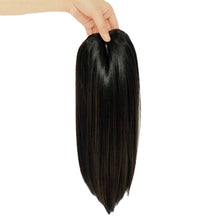 Load image into Gallery viewer, Black Split Long Straight Hair Top Patch for Women's White Hair Breathable Wig Patch Fashion False Hair Piece Wig