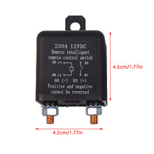 Load image into Gallery viewer, 12V 200A Car Battery Switch Relay Wireless Remote Control Battery Disconnect Cut Off Isolator Switch Anti-Theft with Dual Switch