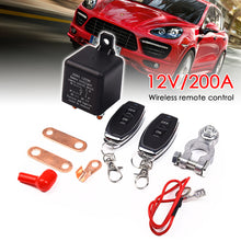 Load image into Gallery viewer, 12V 200A Car Battery Switch Relay Wireless Remote Control Battery Disconnect Cut Off Isolator Switch Anti-Theft with Dual Switch