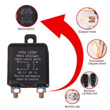 Load image into Gallery viewer, 12V 200A Car Battery Switch Relay Wireless Remote Control Battery Disconnect Cut Off Isolator Switch Anti-Theft with Dual Switch