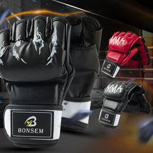 Load image into Gallery viewer, 1Pair Unisex Adults Boxing Gloves Breathable Finger Protective Equipment for MMA Combat Training and Kickboxing Taekwondo