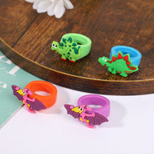 Load image into Gallery viewer, 5PCS Cute Cartoon Dinosaur Kids Rings Kawaii Children Boys PVC Finger Ring Child Jewelry Gifts Festival Gift