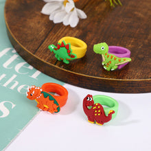 Load image into Gallery viewer, 5PCS Cute Cartoon Dinosaur Kids Rings Kawaii Children Boys PVC Finger Ring Child Jewelry Gifts Festival Gift