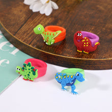 Load image into Gallery viewer, 5PCS Cute Cartoon Dinosaur Kids Rings Kawaii Children Boys PVC Finger Ring Child Jewelry Gifts Festival Gift