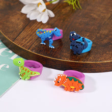 Load image into Gallery viewer, 5PCS Cute Cartoon Dinosaur Kids Rings Kawaii Children Boys PVC Finger Ring Child Jewelry Gifts Festival Gift