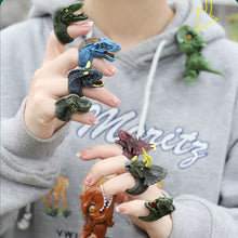Load image into Gallery viewer, 6Pcs Simulated Dinosaur Wildlife Rings Parent Child Interaction Toy Finger Puppet Animal Rings Children's Day Gift