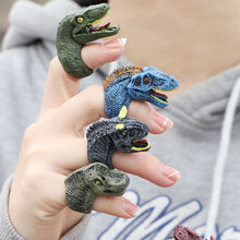 Load image into Gallery viewer, 6Pcs Simulated Dinosaur Wildlife Rings Parent Child Interaction Toy Finger Puppet Animal Rings Children's Day Gift