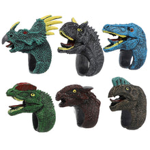 Load image into Gallery viewer, 6Pcs Simulated Dinosaur Wildlife Rings Parent Child Interaction Toy Finger Puppet Animal Rings Children's Day Gift