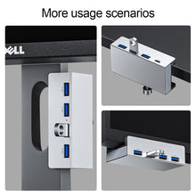 Load image into Gallery viewer, 4-Port Aluminum Alloy Clip USB3.0 Deconcentrator With Power HUB Type-C Reader Docking Station With Adjustable Fixing Clip