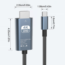 Load image into Gallery viewer, 2M 4K 30HZ/60HZ HD Projection Type-C To HDMI Video Adapter Mobile Computer Projection Screen Adapter Cable