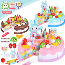 Load image into Gallery viewer, 37Pcs Kids Toy Simulation DIY Birthday Cake Model Kitchen Pretend Play Cutting Fruit Food Toy for Toddler Children Gift
