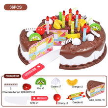 Load image into Gallery viewer, 37Pcs Kids Toy Simulation DIY Birthday Cake Model Kitchen Pretend Play Cutting Fruit Food Toy for Toddler Children Gift
