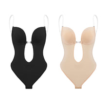 Load image into Gallery viewer, Invisible Shaper Bra Sexy Bodysuit One-Piece Deep V-Neck Shapewear Women's Seamless Thong Waist Trainer Backless U Plunge Padded Push Up Corset