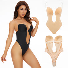 Load image into Gallery viewer, Invisible Shaper Bra Sexy Bodysuit One-Piece Deep V-Neck Shapewear Women's Seamless Thong Waist Trainer Backless U Plunge Padded Push Up Corset