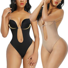 Load image into Gallery viewer, Invisible Shaper Bra Sexy Bodysuit One-Piece Deep V-Neck Shapewear Women's Seamless Thong Waist Trainer Backless U Plunge Padded Push Up Corset