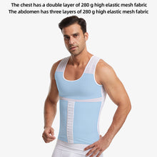 Load image into Gallery viewer, Men Invisible Body Shaper Compression Vest Hooks Sleeveless Undershirt Tummy Slimming Shapewear Gynecomastia Shapers Waist Trainer Gauze Corset
