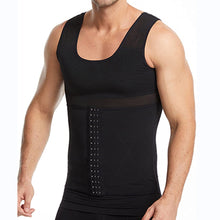 Load image into Gallery viewer, Men Invisible Body Shaper Compression Vest Hooks Sleeveless Undershirt Tummy Slimming Shapewear Gynecomastia Shapers Waist Trainer Gauze Corset