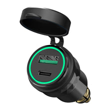 Load image into Gallery viewer, Aluminium USB QC 3.0 Quick Charger PD Dual Adapter Charger Waterproof Socket Motorcycles for DIN Socket/BMW