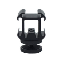 Load image into Gallery viewer, 1PC Camera Three-Head Hot Boot Seat 1/4 Screw Fill Light Microphone Monitor Multi-Function One Drag Three Bases