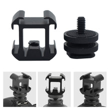Load image into Gallery viewer, 1PC Camera Three-Head Hot Boot Seat 1/4 Screw Fill Light Microphone Monitor Multi-Function One Drag Three Bases