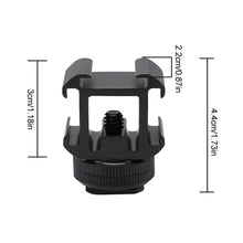 Load image into Gallery viewer, 1PC Camera Three-Head Hot Boot Seat 1/4 Screw Fill Light Microphone Monitor Multi-Function One Drag Three Bases