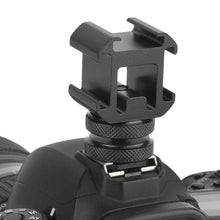 Load image into Gallery viewer, 1PC Camera Three-Head Hot Boot Seat 1/4 Screw Fill Light Microphone Monitor Multi-Function One Drag Three Bases