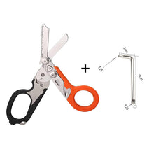 Load image into Gallery viewer, 1PC Multi-Functional Tactical Foldable Medical Scissors Ruler Cutting Hook Window Breaker Wrench Mini Portable First Aid Gadget Outdoor Survival Kit