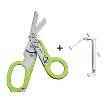 Load image into Gallery viewer, 1PC Multi-Functional Tactical Foldable Medical Scissors Ruler Cutting Hook Window Breaker Wrench Mini Portable First Aid Gadget Outdoor Survival Kit