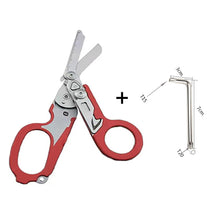 Load image into Gallery viewer, 1PC Multi-Functional Tactical Foldable Medical Scissors Ruler Cutting Hook Window Breaker Wrench Mini Portable First Aid Gadget Outdoor Survival Kit