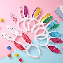 Load image into Gallery viewer, Lovely Cute Easter Hairband Kids Girls Rabbit Ear Headband Plush Hair Band with Sequin Party Decoration Supplies
