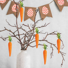 Load image into Gallery viewer, 12pcs 13cm Artificial Glittering Foam Carrot Ornament Easter Party Hanging Carrot Deoration Festival Home Ornament Photo Props