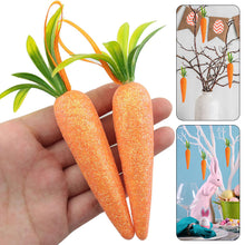Load image into Gallery viewer, 12pcs 13cm Artificial Glittering Foam Carrot Ornament Easter Party Hanging Carrot Deoration Festival Home Ornament Photo Props