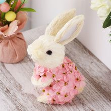 Load image into Gallery viewer, Easter Artificial Rabbit Ornaments Party Home Straw Bunny with Flower Decorative Ornaments Easter Day Gifts Decorations