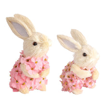 Load image into Gallery viewer, Easter Artificial Rabbit Ornaments Party Home Straw Bunny with Flower Decorative Ornaments Easter Day Gifts Decorations