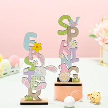Load image into Gallery viewer, 2024 Easter Wooden Letter Ornaments Cute Cartoon Easter Wooden Crafts for Home Party Desktop Decoration